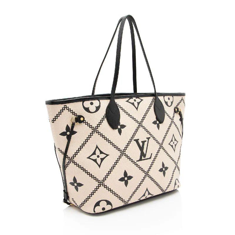 Louis Vuitton Giant Monogram Empreinte Broderies Neverfull MM Tote (seNj17)